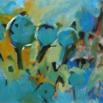 4 blaue Bäume - Acryl, Pappe - 70 x 50 cm