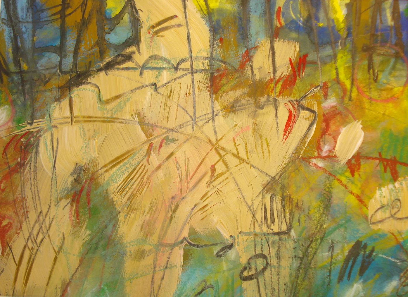 Jardin - Aquarell, Kreide - 35 x 28 cm
